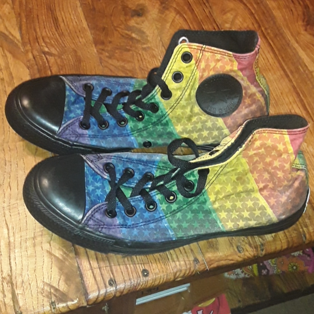 Rainbow and Black Converse